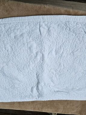 Shabby Chic White Quilted Floral Shams (2)  Standard Size